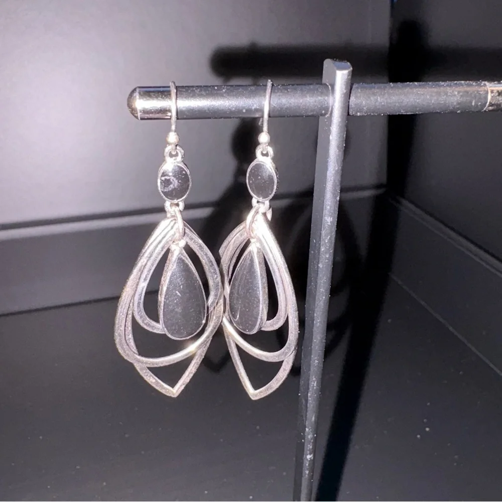 Lia Sophia Silver and Black Geometric Earrings